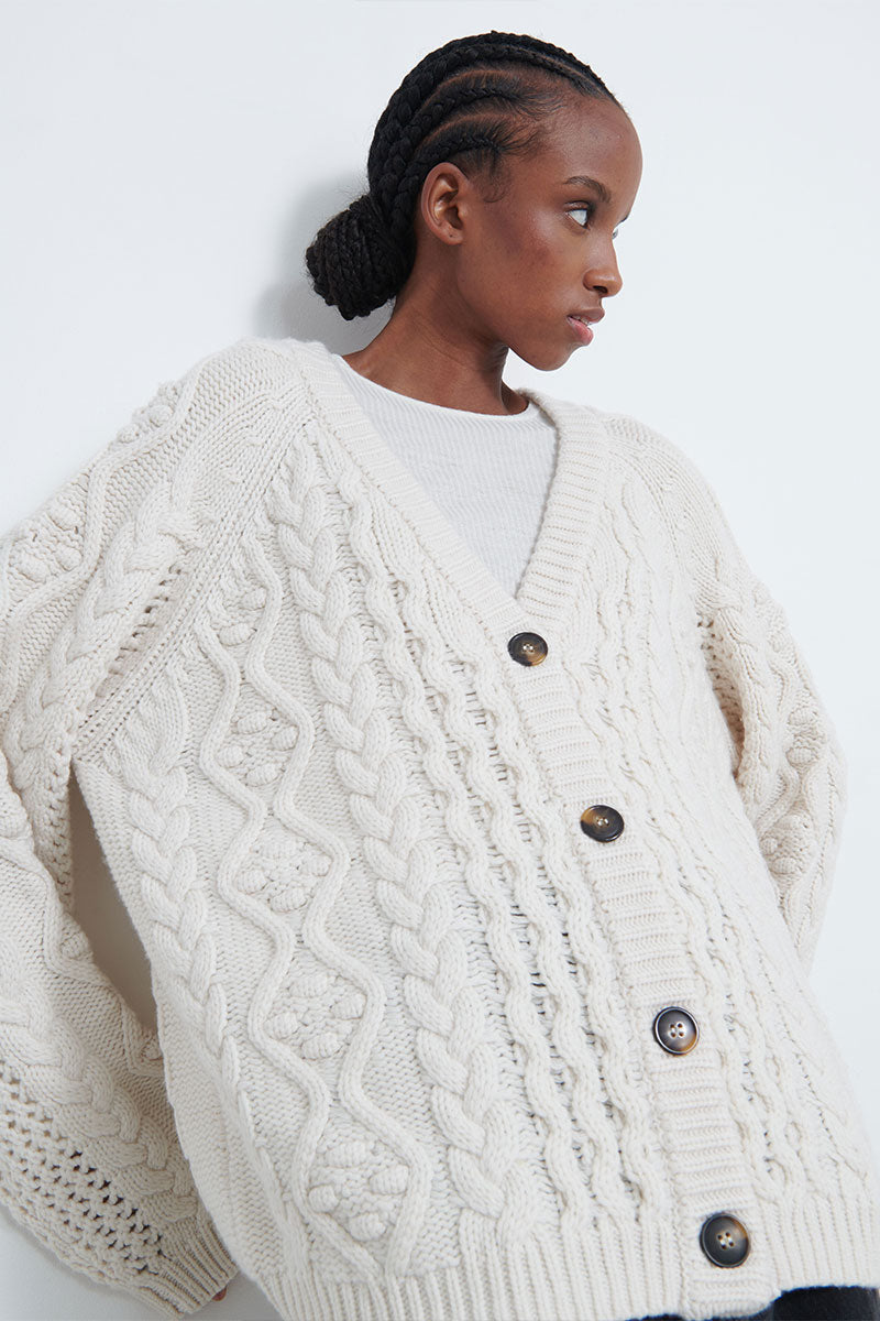 Kuma Cable Knit Cardigan by Loulou Studio Boyds