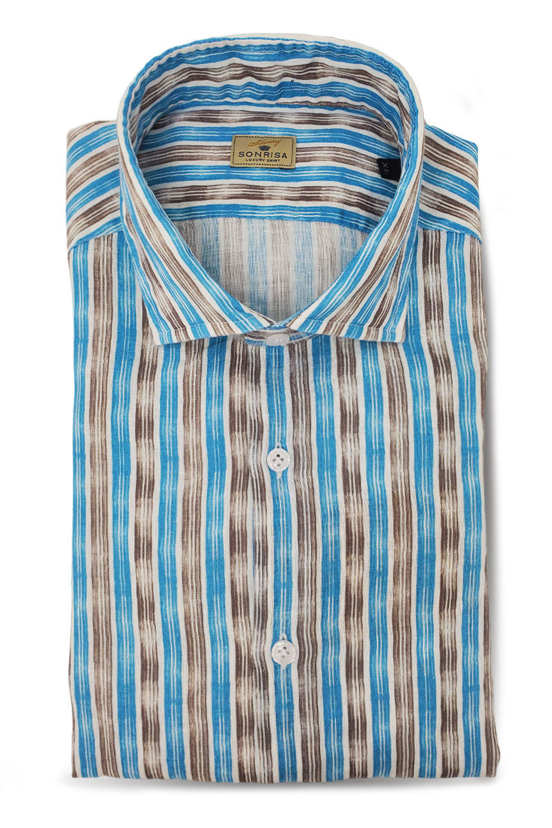 Linen Stripe Sport Shirt-SONRISA-Boyds Philadelphia