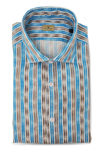 Linen Stripe Sportshirt-SONRISA-Boyds Philadelphia