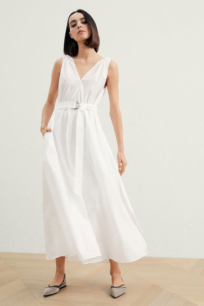 Techno Poplin Belted Dress-Brunello Cucinelli-Boyds Philadelphia