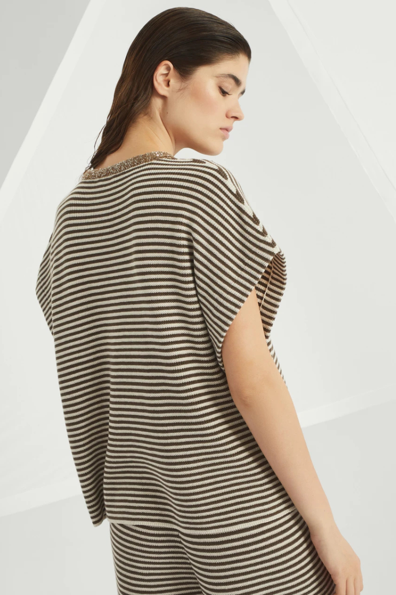 Dazzling Collar Striped Top-Brunello Cucinelli-Boyds Philadelphia