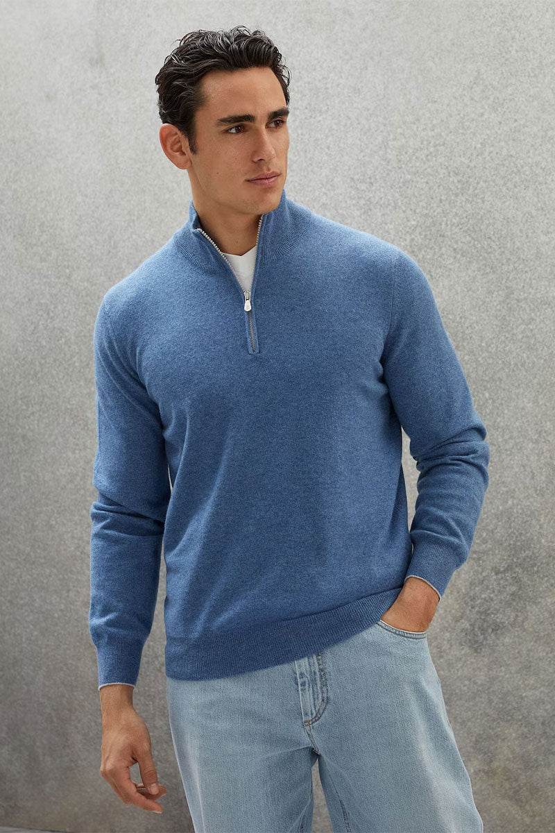 Cashmere Half-Zip Turtleneck Sweater-Brunello Cucinelli-Boyds Philadelphia