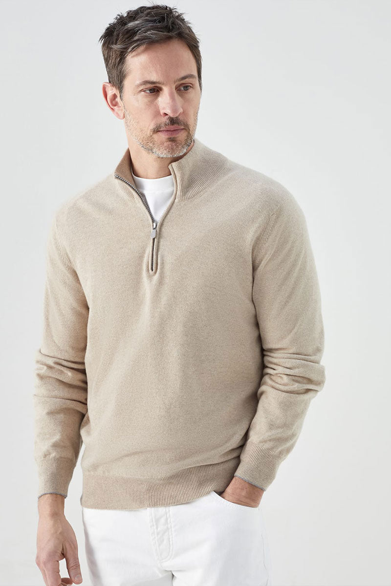 Cashmere Half-Zip Turtleneck Sweater-Brunello Cucinelli-Boyds Philadelphia