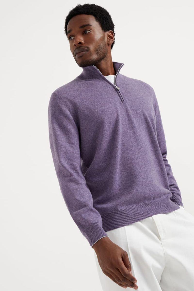 Cashmere Quarter Zip Sweater-Brunello Cucinelli-Boyds Philadelphia