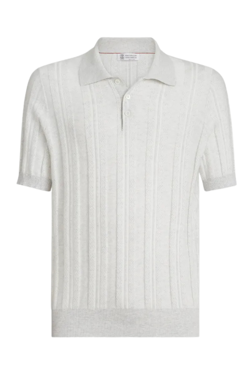 Jacquard Rib Knit Polo-Brunello Cucinelli-Boyds Philadelphia