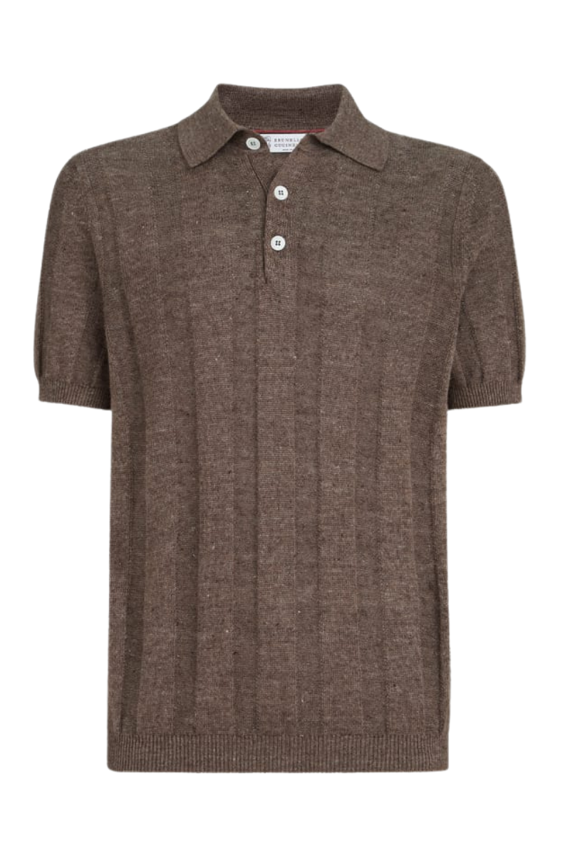 Wide Rib Knit Polo by Brunello Cucinelli
