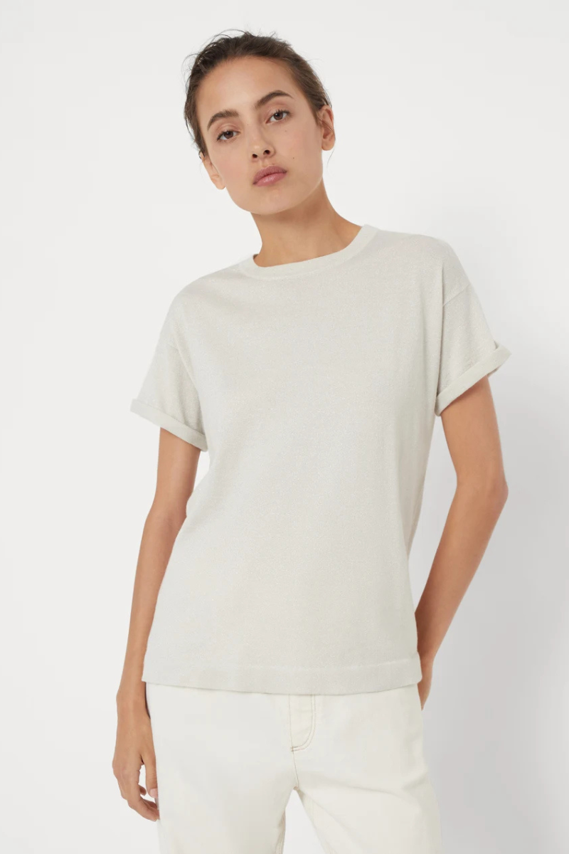 Lightweight Sparkling Knit T-Shirt-Brunello Cucinelli-Boyds Philadelphia
