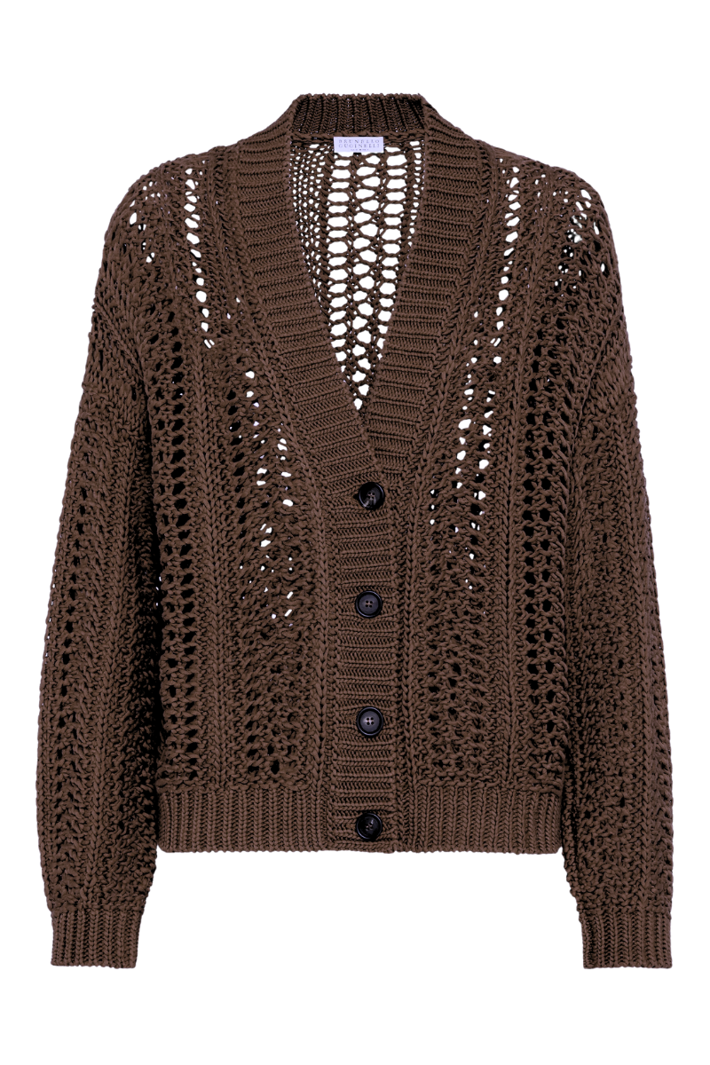Cropped Rib Net Cardigan-Brunello Cucinelli-Boyds Philadelphia