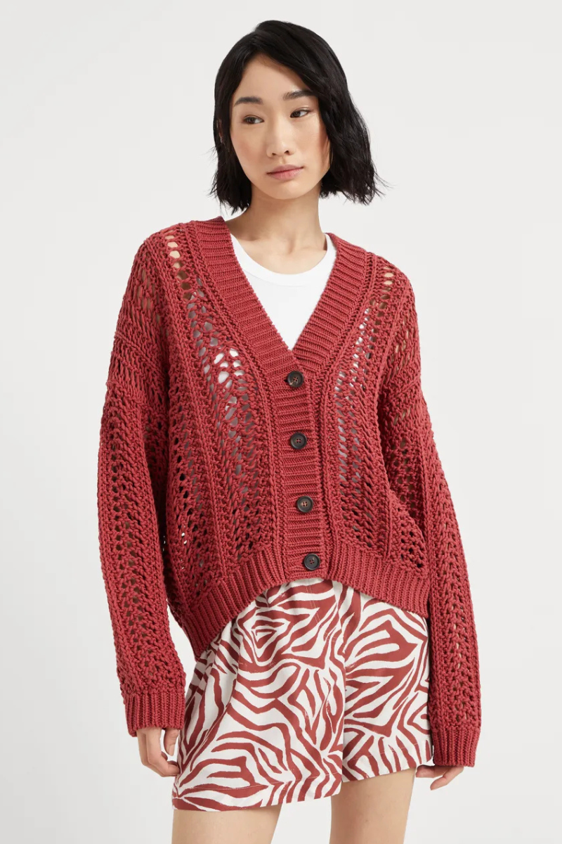 Cropped Rib Net Cardigan-Brunello Cucinelli-Boyds Philadelphia