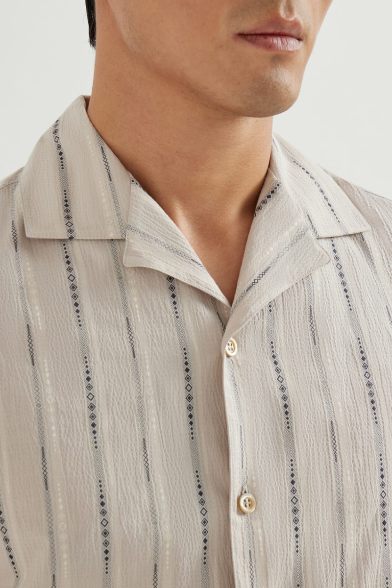 Jacquard Seersucker Shirt-Brunello Cucinelli-Boyds Philadelphia