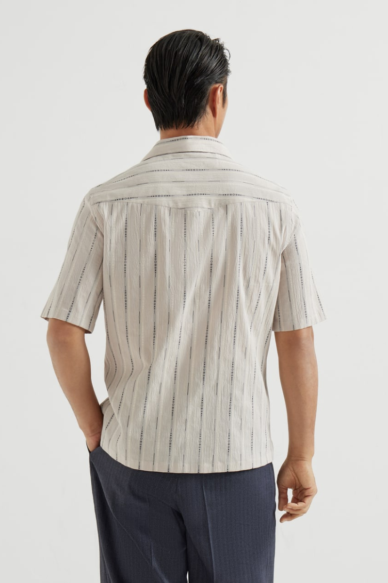 Jacquard Seersucker Shirt-Brunello Cucinelli-Boyds Philadelphia