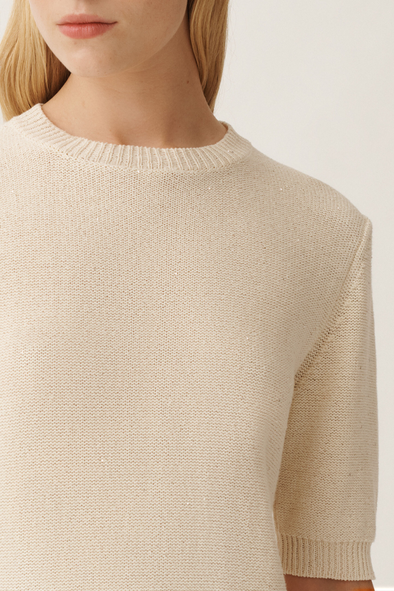 Sequin Short Sleeve Sweater-Fabiana Filippi-Boyds Philadelphia