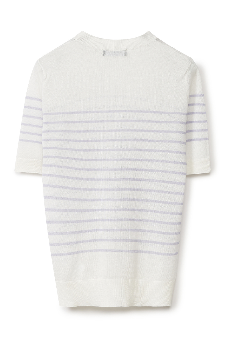 Striped Short Sleeve Sweater-Fabiana Filippi-Boyds Philadelphia