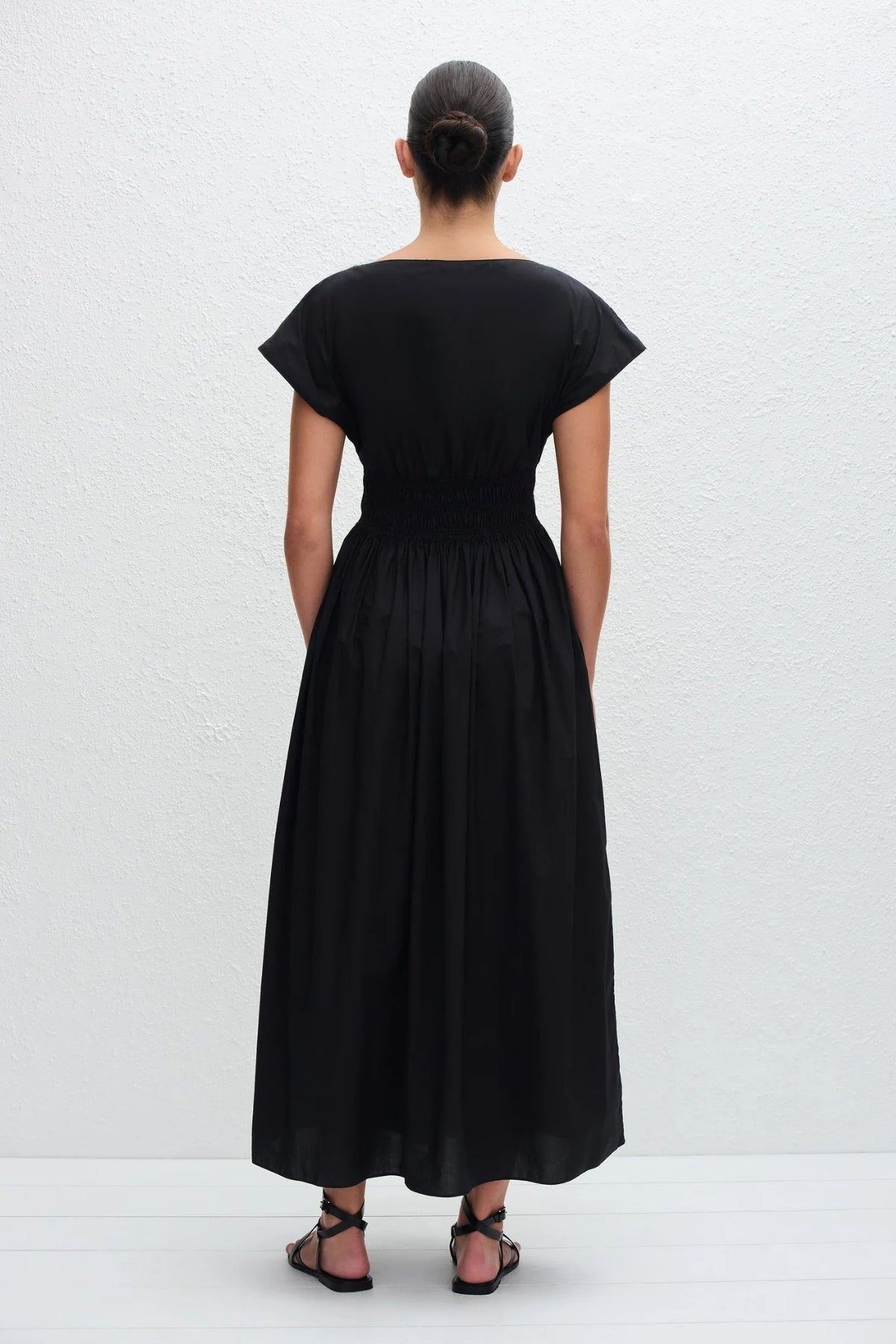 Matteau Shirred Waist Midi Dress - Black