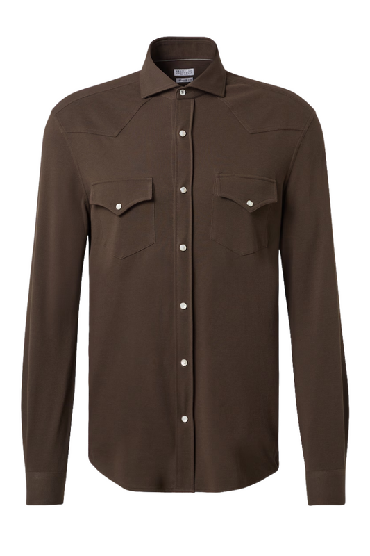 Piqué Western Shirt-Brunello Cucinelli-Boyds Philadelphia