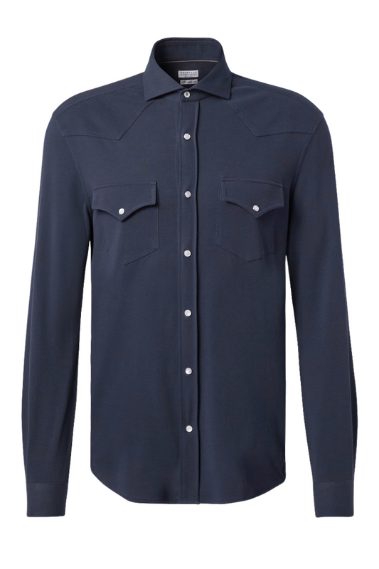 Piqué Western Shirt-Brunello Cucinelli-Boyds Philadelphia