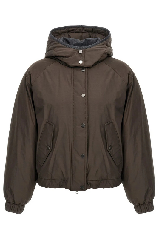 Techno Taffeta Cropped Down Jacket