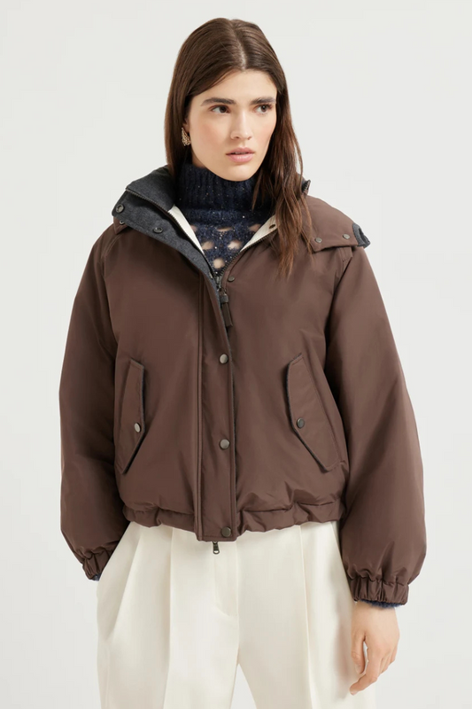 Techno Taffeta Cropped Down Jacket