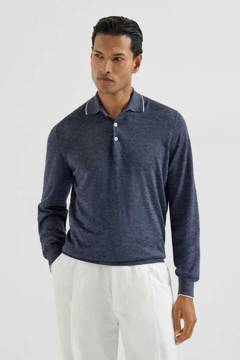 Lightweight Knit Polo Shirt-Brunello Cucinelli-Boyds Philadelphia