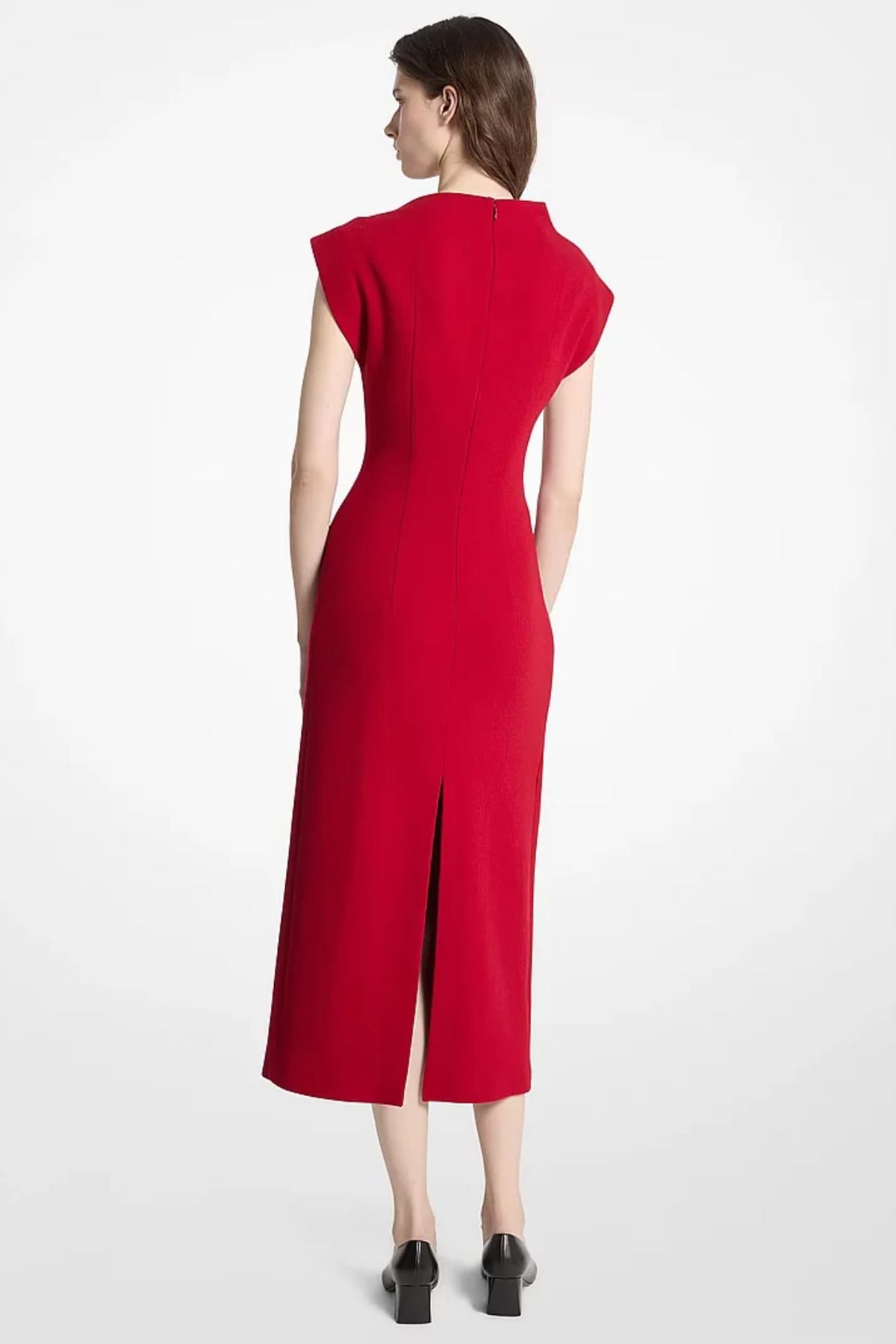 Stretch Bouclé Crepe Draped Sheath Dress-Michael Kors Collection-Boyds Philadelphia