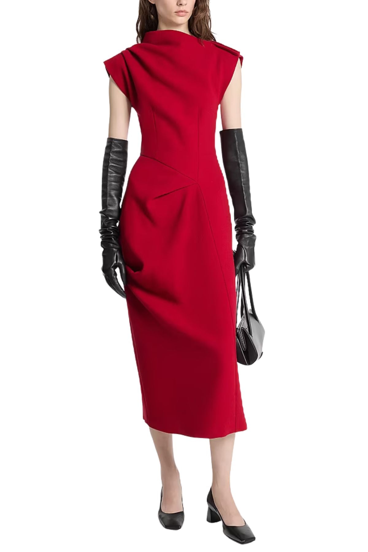 Stretch Bouclé Crepe Draped Sheath Dress-Michael Kors Collection-Boyds Philadelphia