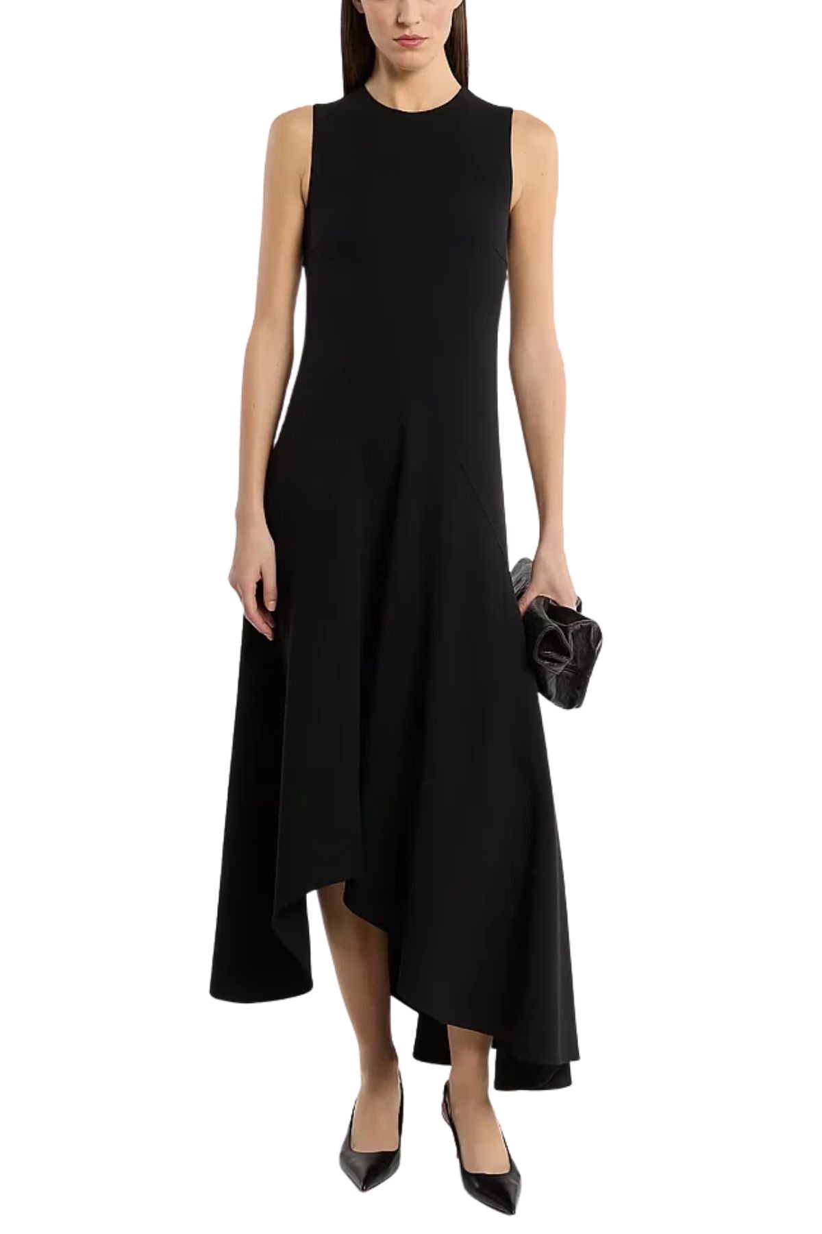 Double Faced Stretch Wool Crepe Asymmetric Draped Dress-Michael Kors Collection-Boyds Philadelphia