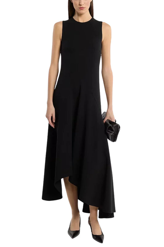 Double Faced Stretch Wool Crepe Asymmetric Draped Dress-Michael Kors Collection-Boyds Philadelphia