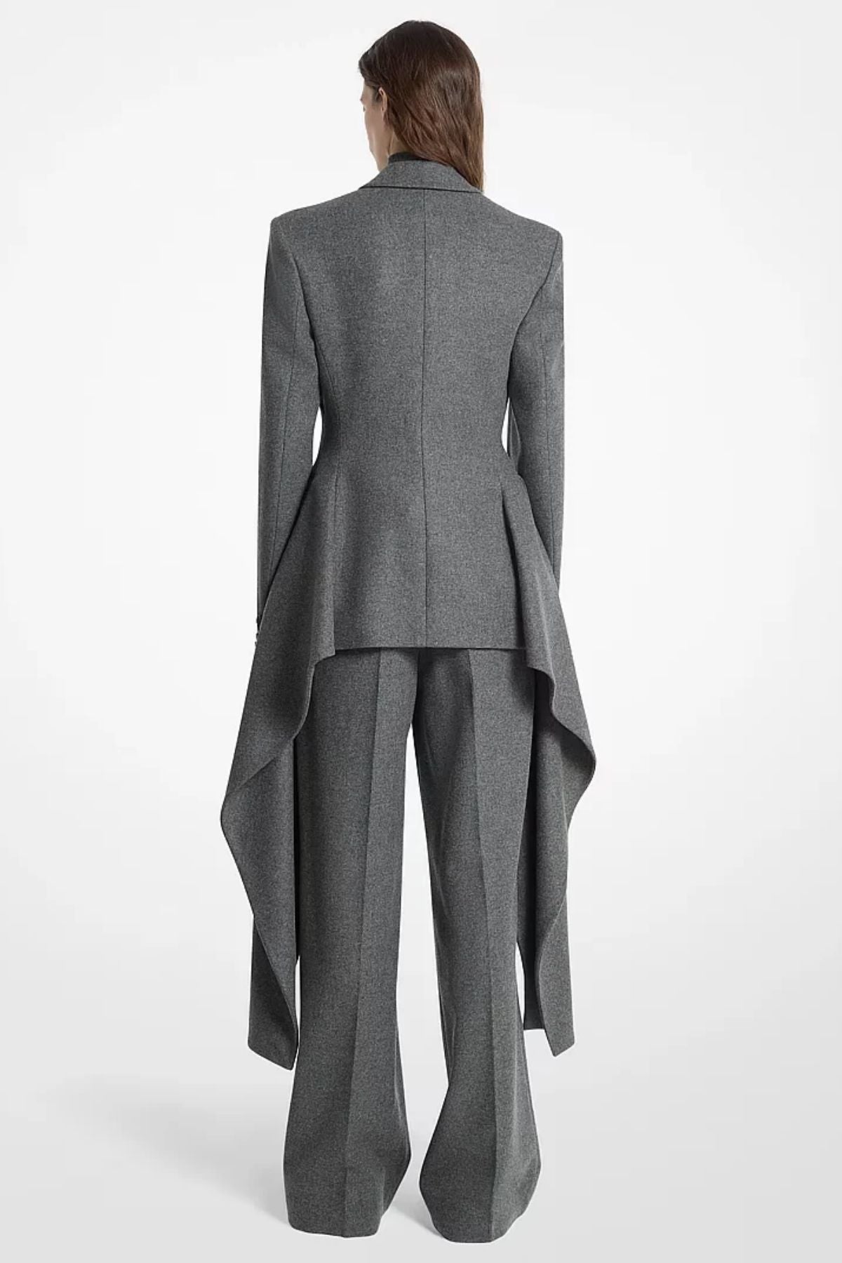 Wool Flannel Belted Cascade Blazer-Michael Kors Collection-Boyds Philadelphia