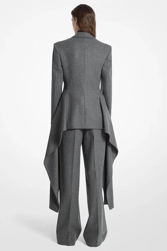 Wool Flannel Belted Cascade Blazer-Michael Kors Collection-Boyds Philadelphia