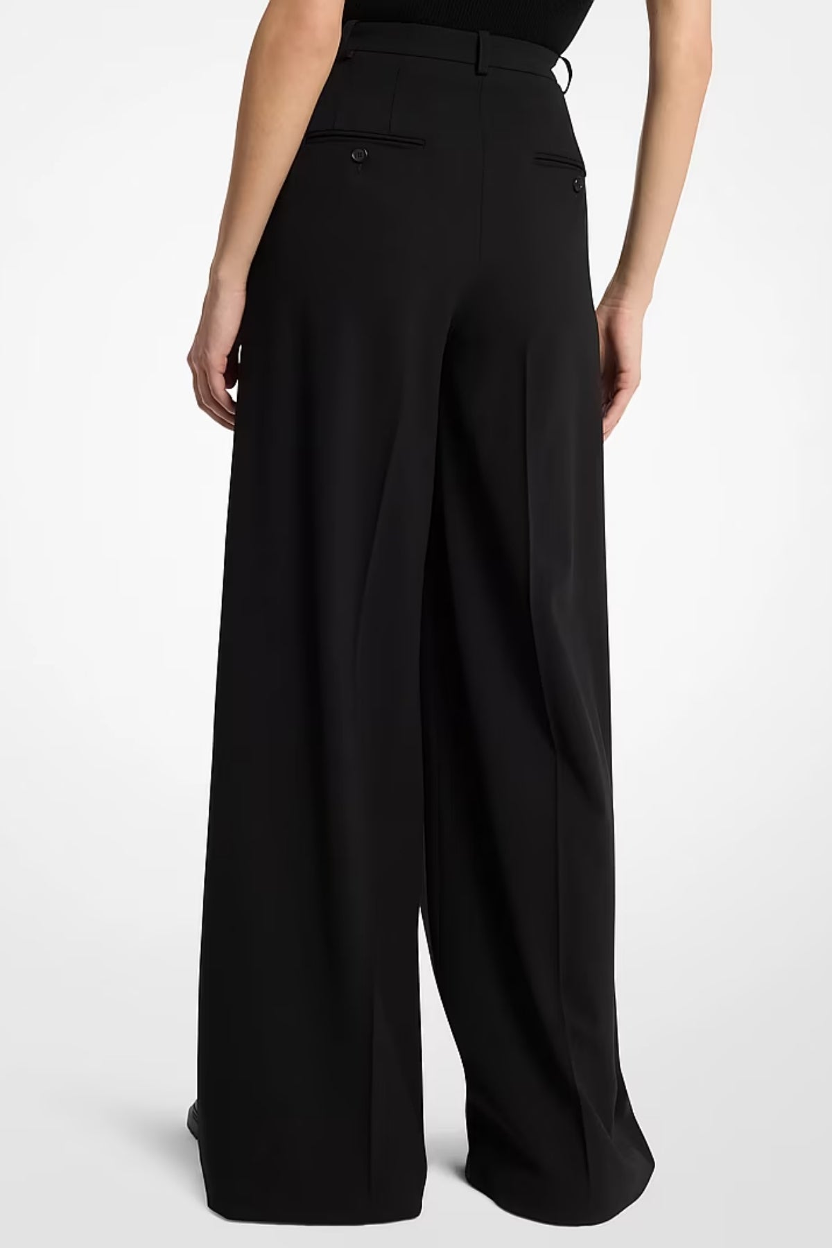 Shannon High-Rise Stretch Wool Crepe Wide-Leg Trousers-Michael Kors Collection-Boyds Philadelphia