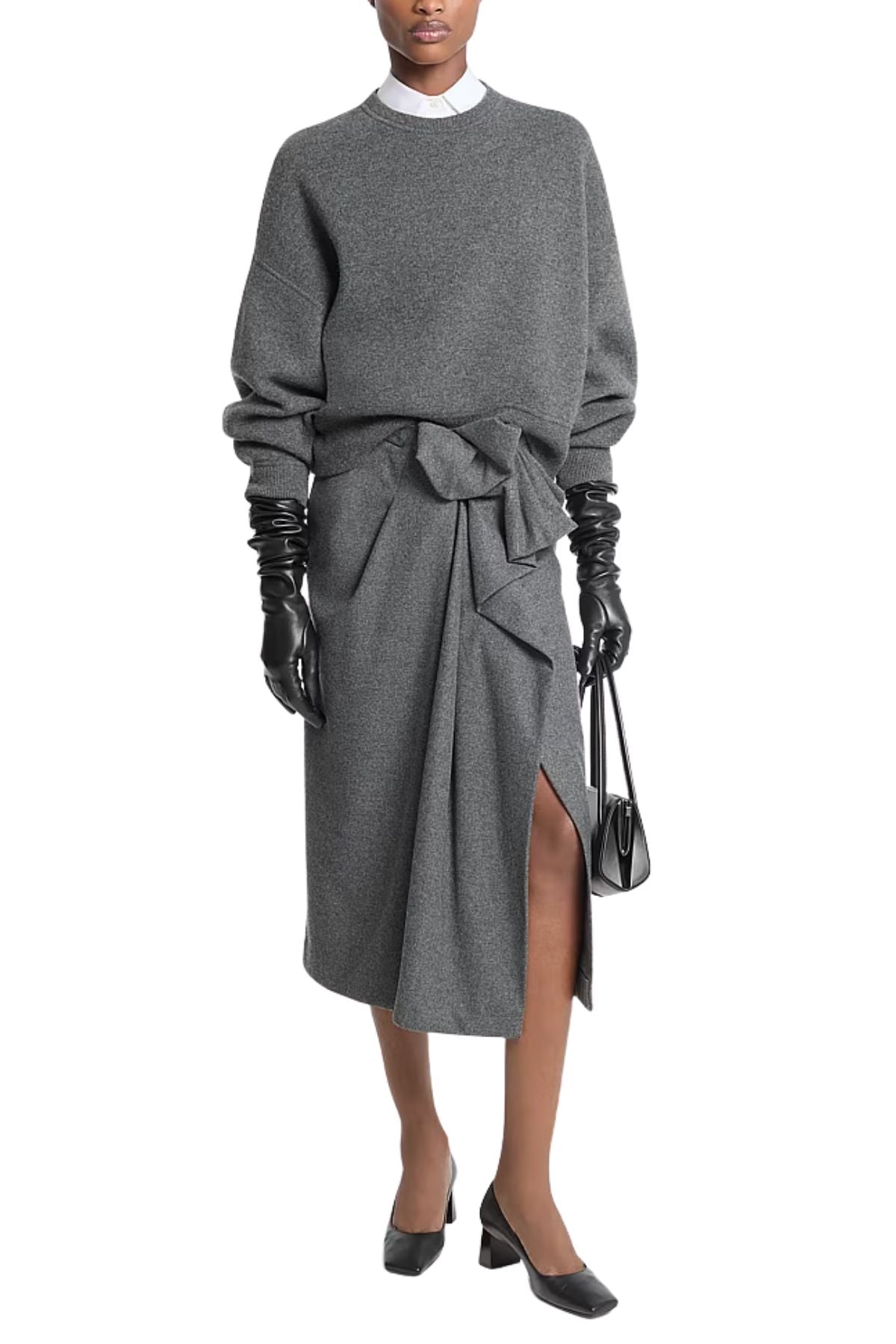 Wool Flannel Origami Slit Skirt-Michael Kors Collection-Boyds Philadelphia