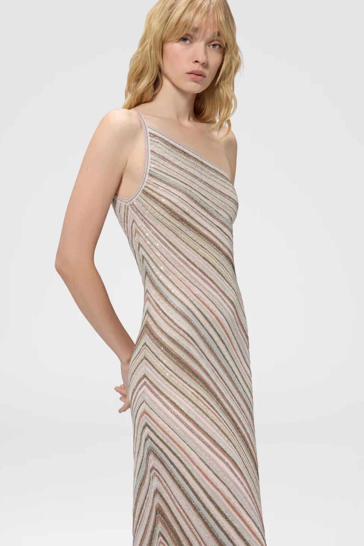 One-Shoulder Striped Long Dress with Sequins-Missoni-Boyds Philadelphia
