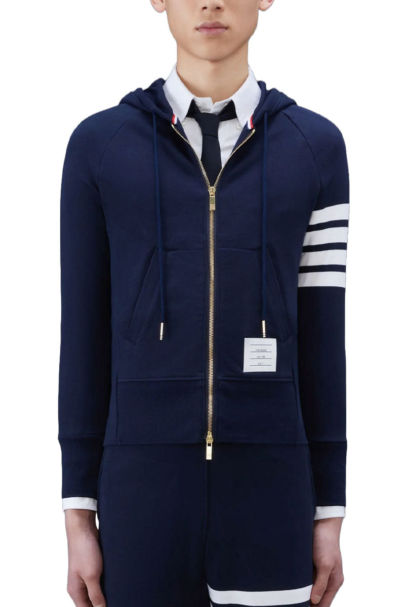 4-Bar Zip-Up Hoodie-Thom Browne-Boyds Philadelphia