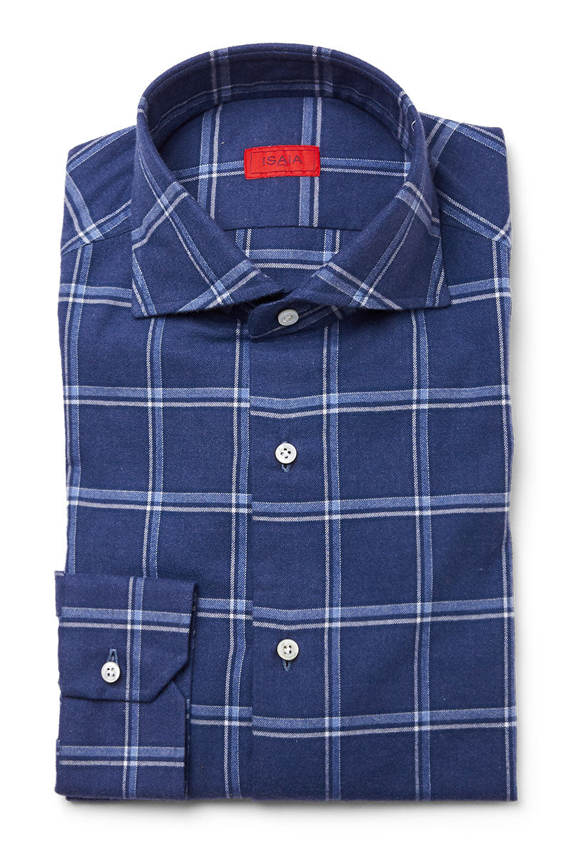 Light Flannel Check Sport Shirt-ISAIA-Boyds Philadelphia
