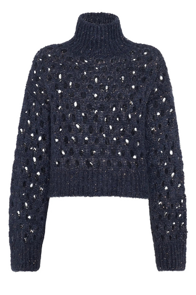Wispy Dazzling Net Turtleneck by Brunello Cucinelli