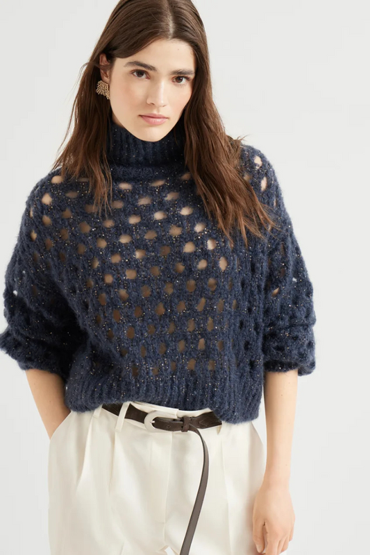 Wispy Dazzling Net Turtleneck