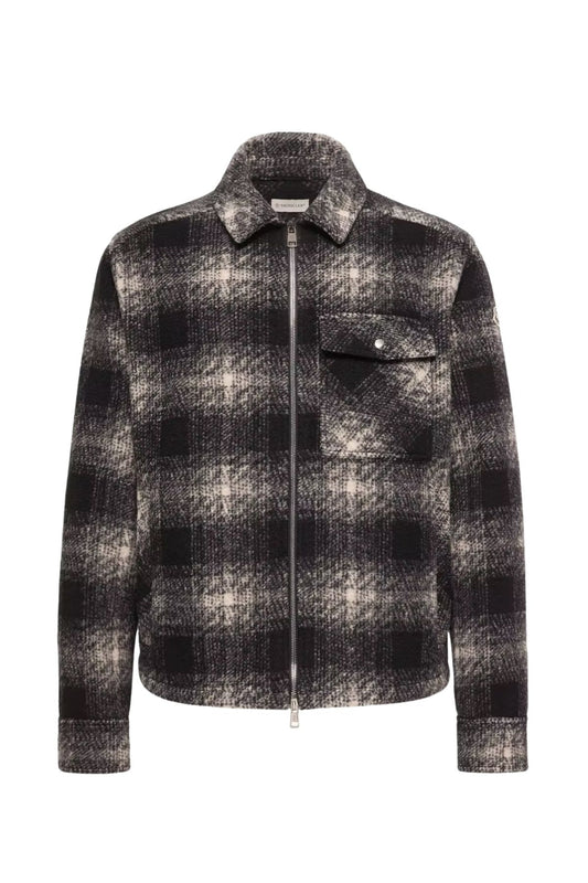 Check Jersey Zip-up Shirt Jacket-Moncler-Boyds Philadelphia