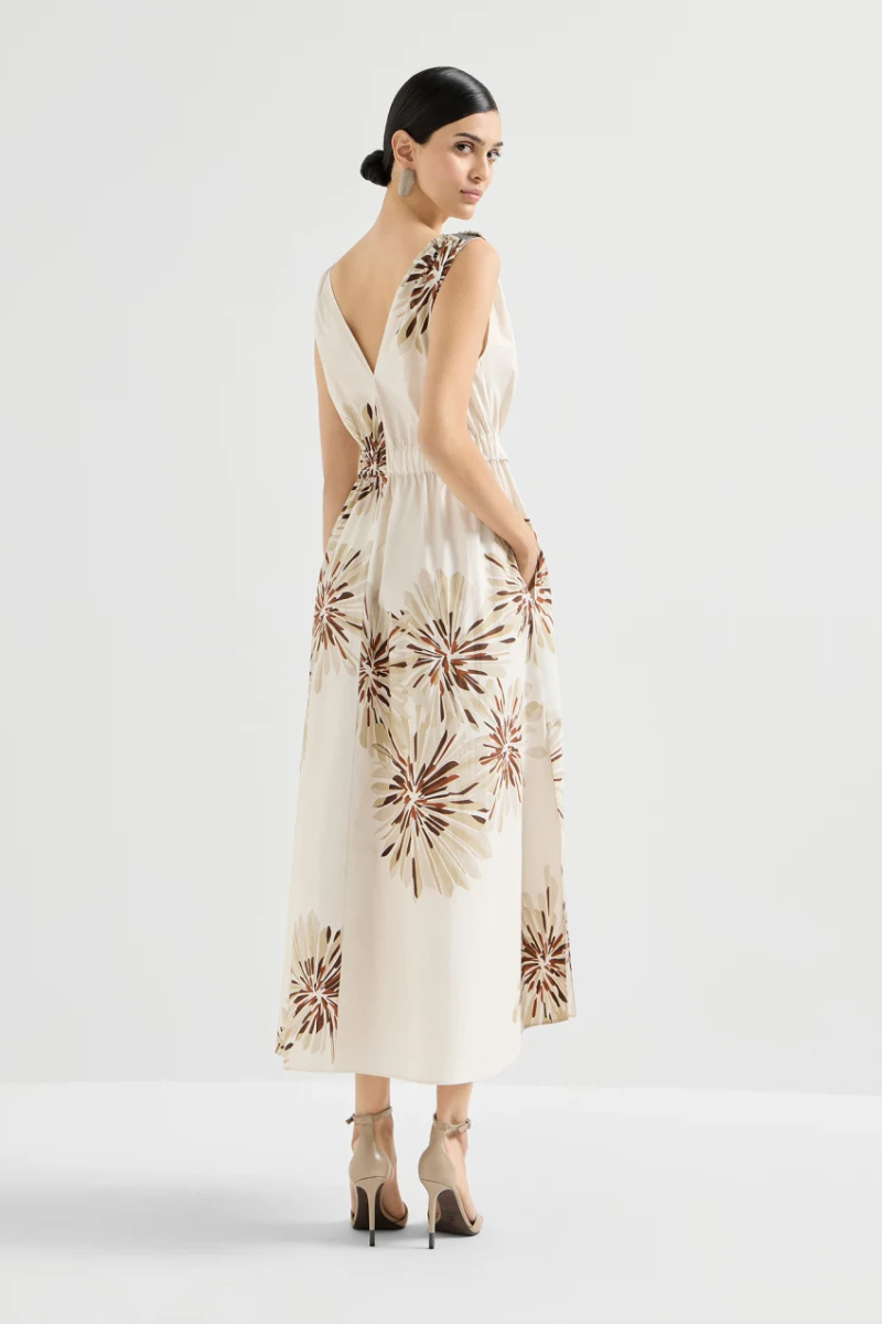 Bloom Print Poplin Dress-Brunello Cucinelli-Boyds Philadelphia