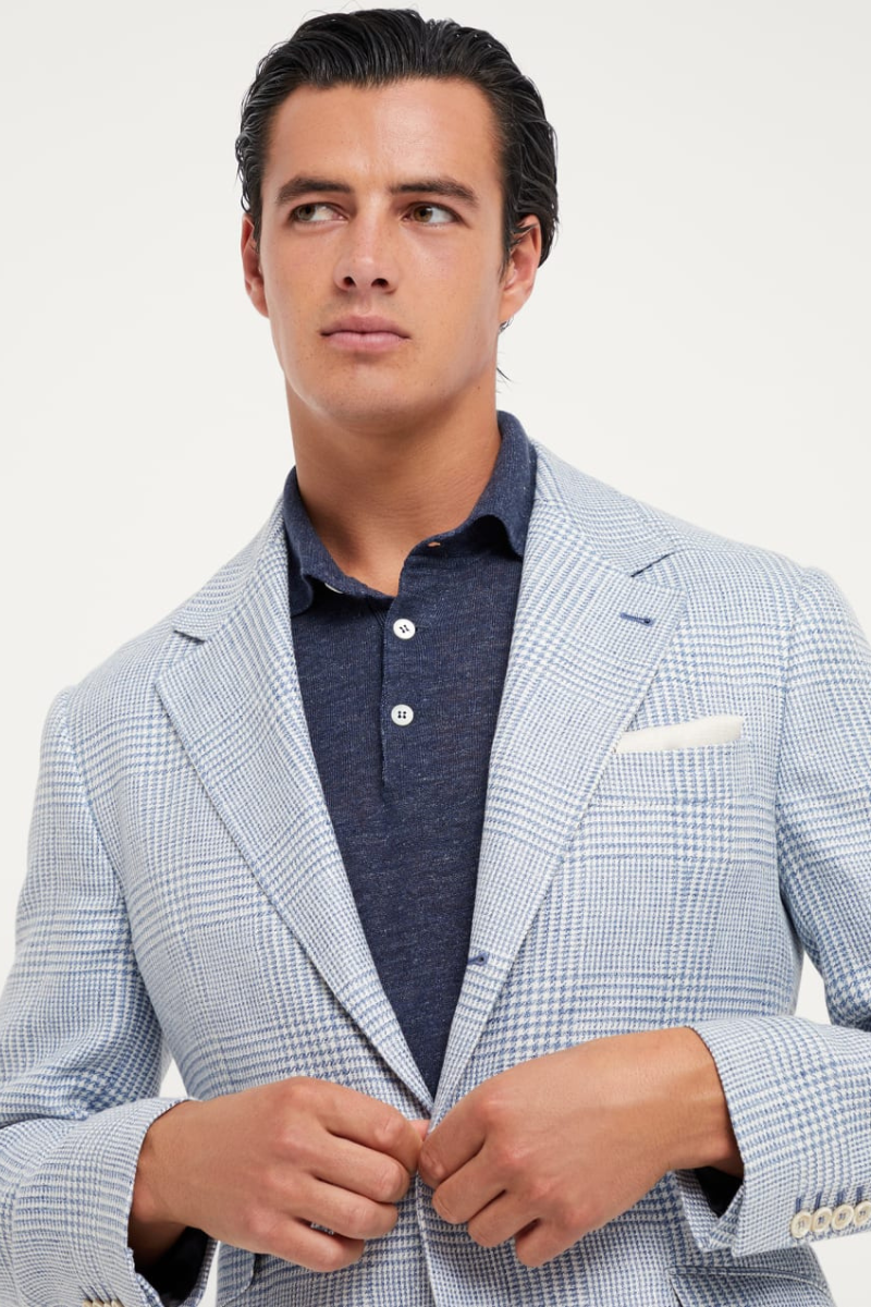 ジャケット Brunello Cucinelli Double-Breasted Prince Of Wales Blazer Prince of Wales blazer for Man in Grey | Brunello Cucinelli
