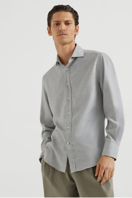 Chevron Flannel Shirt-Brunello Cucinelli-Boyds Philadelphia