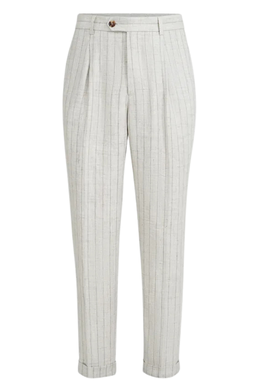 Chalk Stripe Linen Twill Trousers-Brunello Cucinelli-Boyds Philadelphia