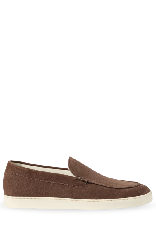 Chevron-Effect Suede Loafers-Brunello Cucinelli-Boyds Philadelphia