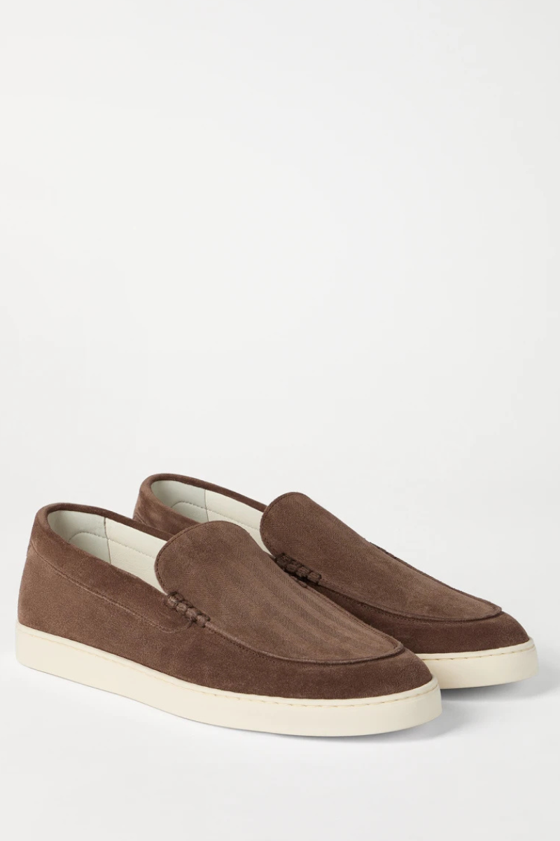 Chevron-Effect Suede Loafers-Brunello Cucinelli-Boyds Philadelphia