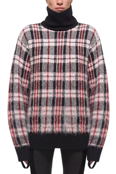 ニット/セーター PLAID SHEER TURTLE KNIT Brushed Plaid Turtleneck Sweater by Helmut Lang