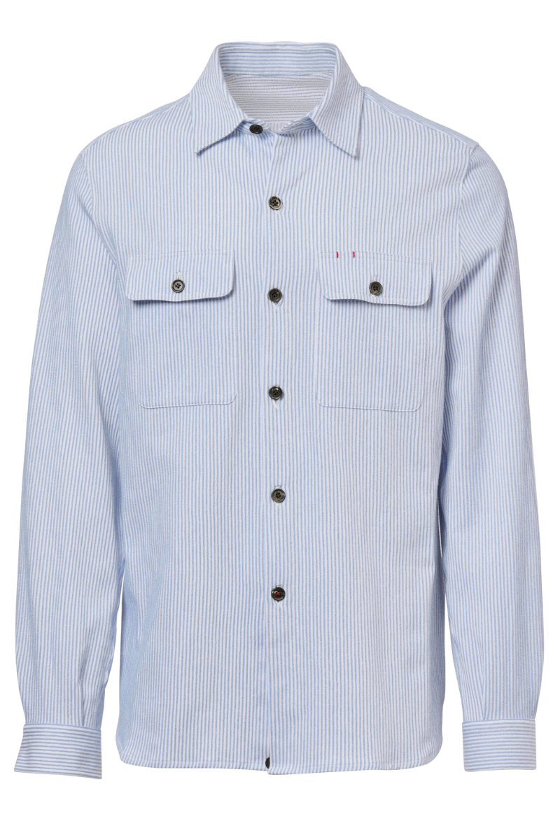 Blue Striped Overshirt-ISAIA-Boyds Philadelphia