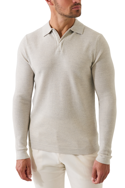 Merino Textured Zip Polo-Patrick Assaraf-Boyds Philadelphia
