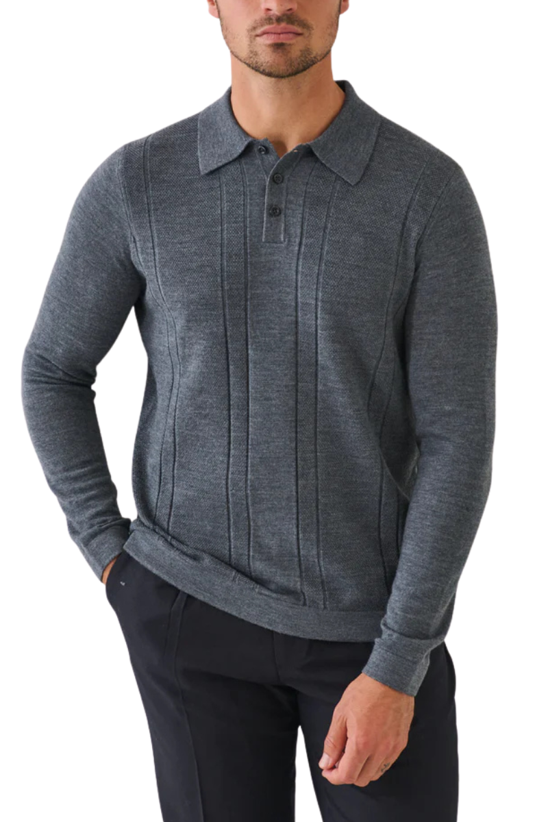 Multi-Textured Button Polo-Patrick Assaraf-Boyds Philadelphia