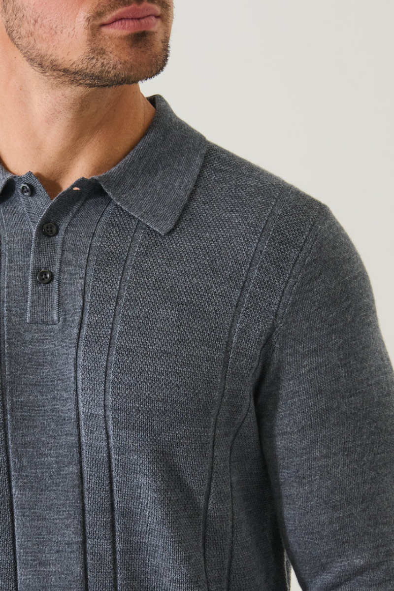 Multi-Textured Button Polo-Patrick Assaraf-Boyds Philadelphia