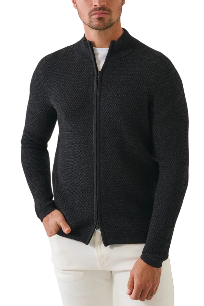 Merino Bubble Stitch Zip Cardigan-Patrick Assaraf-Boyds Philadelphia