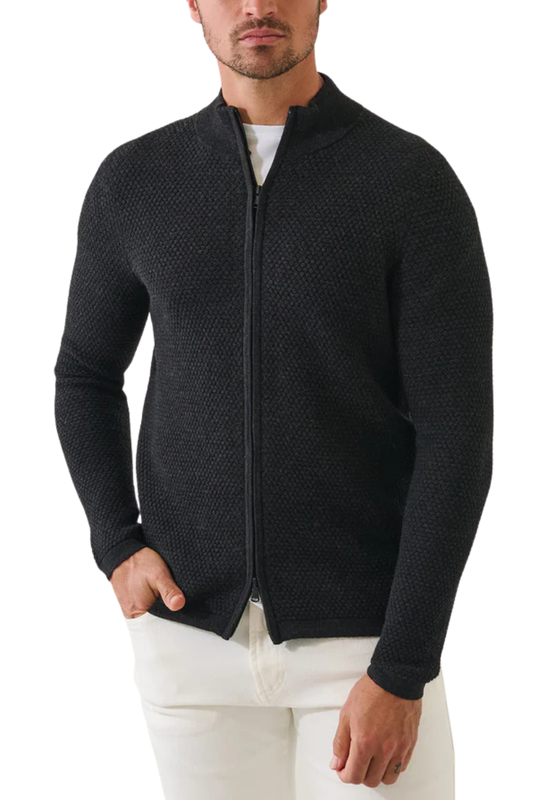Merino Bubble Stitch Zip Cardigan